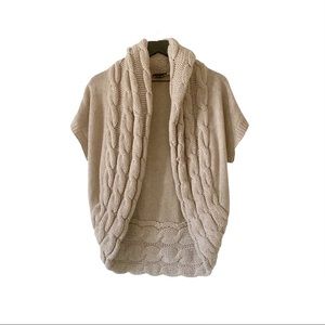 Theory Cashmere Chunky Cable Knit Shrug Beige